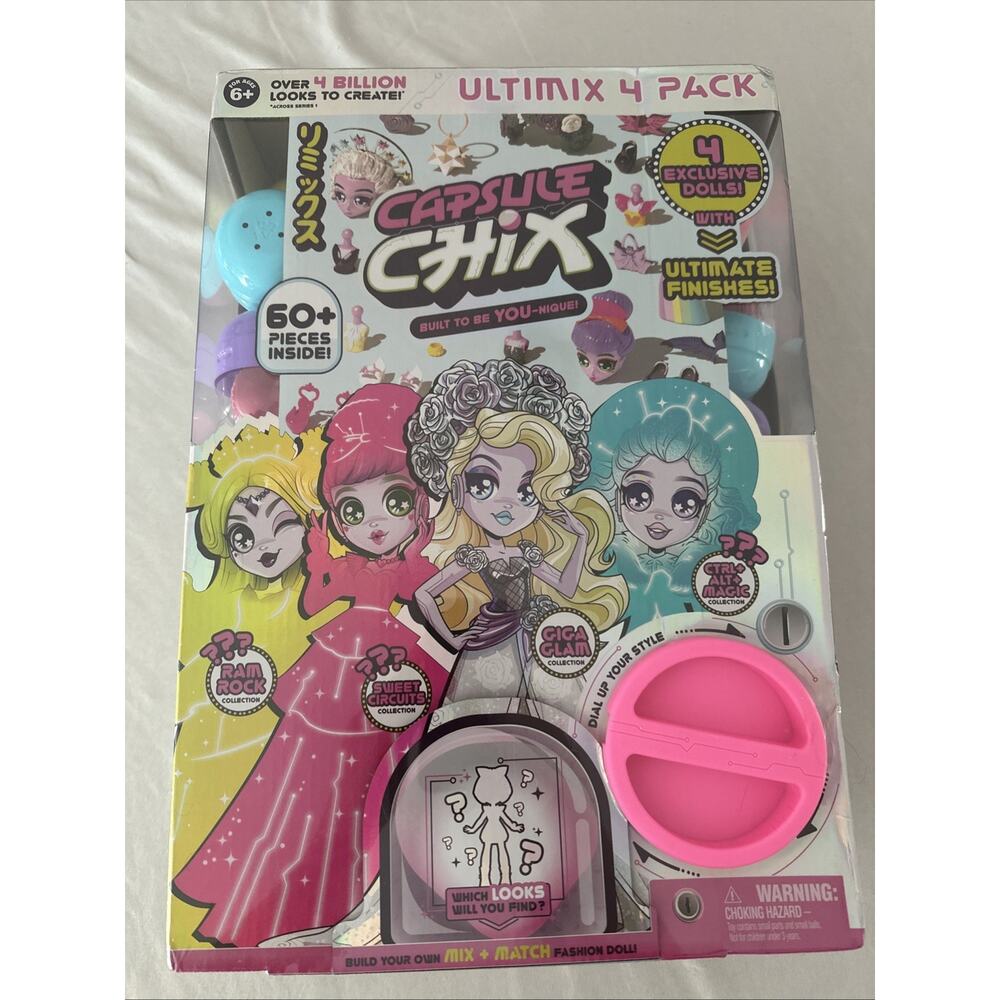 Capsule Chix Ultimix 4 Pack 4.5 inch Small Doll with Capsule Machine New